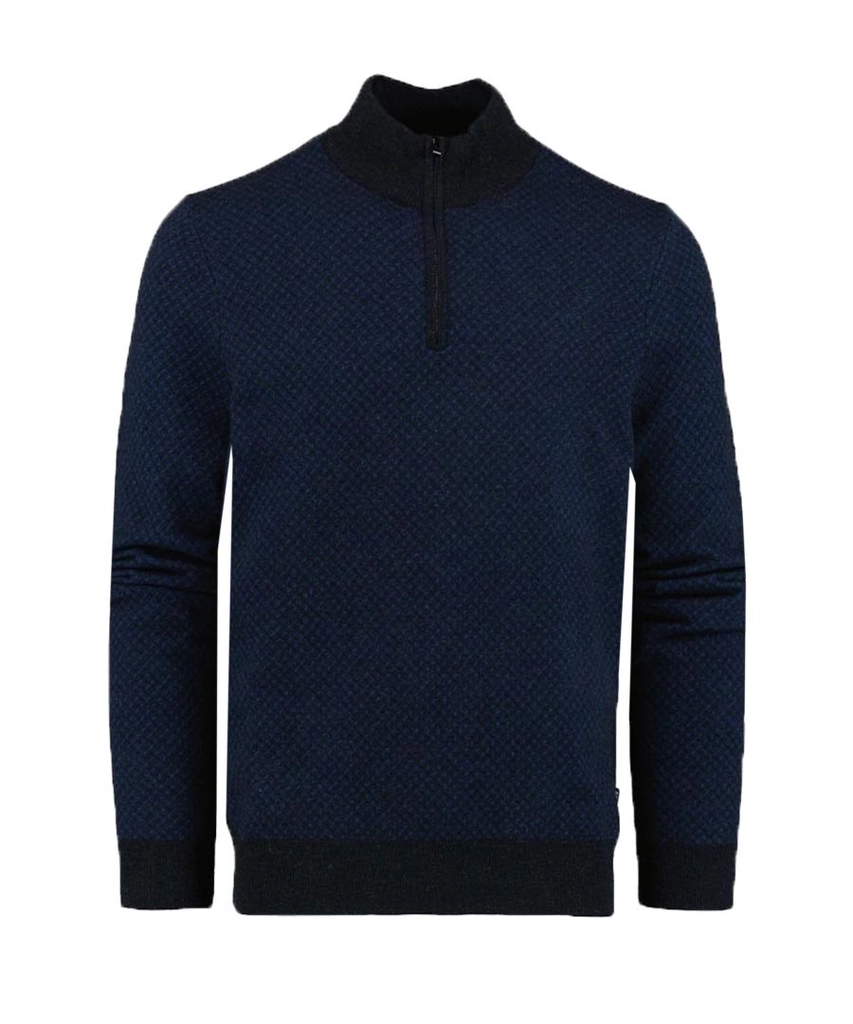 Hugo Boss Mens H-eltorino Half Zip Knitwear Dark Blue - Size Large